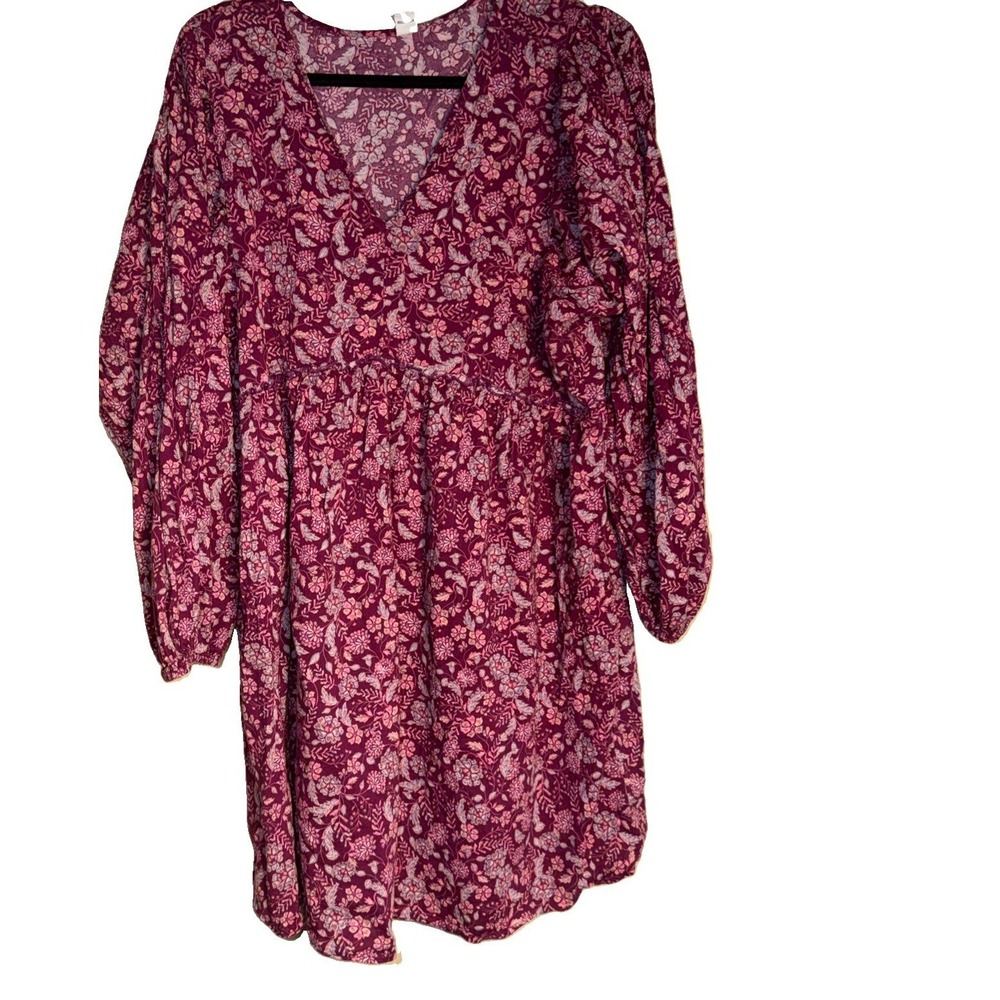 Old Navy Babydoll Dress Floral Boho Casual Mini Long Sleeve Peasant - Picture 2 of 5